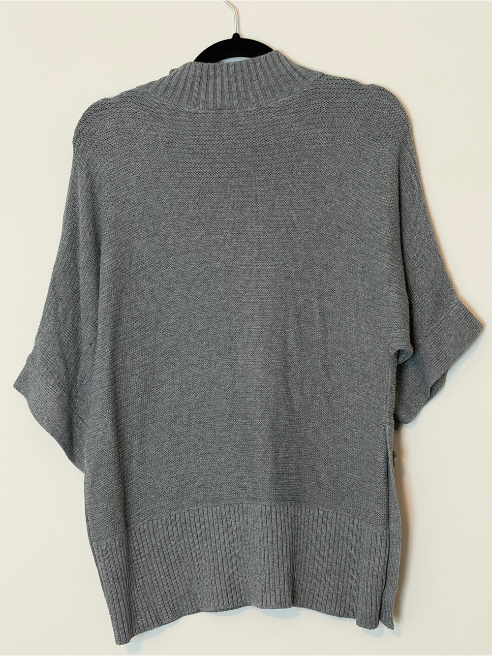 LOFT Outlet Gray Mock Neck Poncho Sweater Medium Side Button Dolman Sleeve